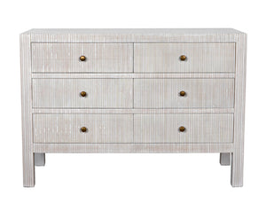 Noir Conrad 6 Drawer Dresser - Elegant Solid Mahogany Storage Solution for Stylish Bedrooms & More White Wash GDRE221WH