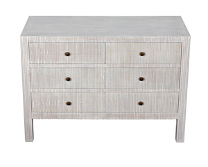 Noir Conrad 6 Drawer Dresser - Elegant Solid Mahogany Storage Solution for Stylish Bedrooms & More White Wash GDRE221WH