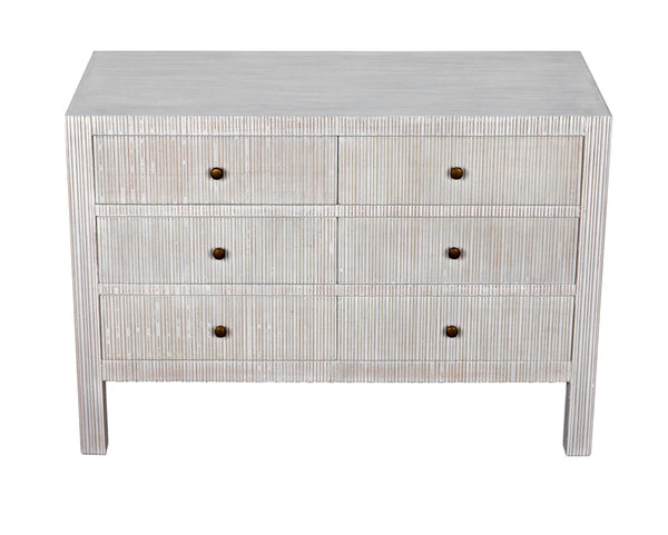 Noir Conrad 6 Drawer Dresser - Elegant Solid Mahogany Storage Solution for Stylish Bedrooms & More White Wash GDRE221WH