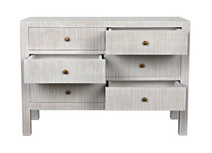 Noir Conrad 6 Drawer Dresser - Elegant Solid Mahogany Storage Solution for Stylish Bedrooms & More White Wash GDRE221WH
