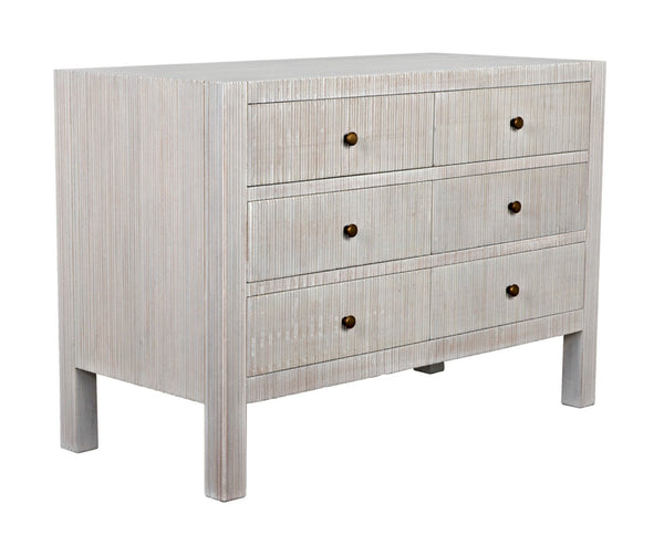 Noir Conrad 6 Drawer Dresser - Elegant Solid Mahogany Storage Solution for Stylish Bedrooms & More White Wash GDRE221WH