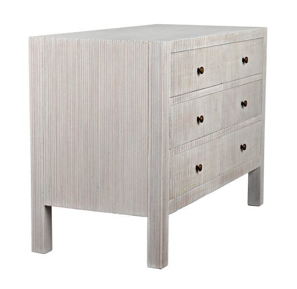 Noir Conrad 6 Drawer Dresser - Elegant Solid Mahogany Storage Solution for Stylish Bedrooms & More White Wash GDRE221WH