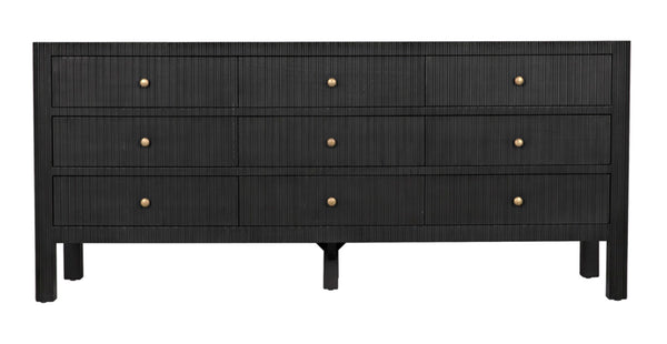 Noir Conrad 9 Drawer Dresser - Handcrafted Mahogany with Timeless Style, Ample Storage for Your Bedroom Pale GDRE222P
