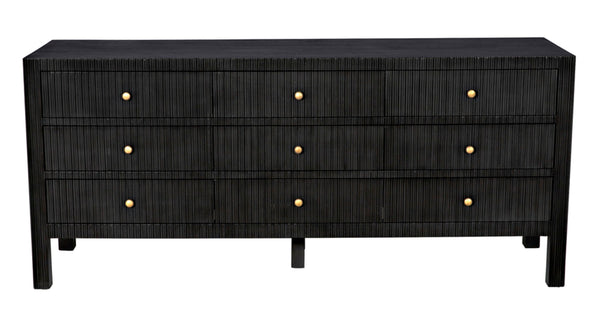 Noir Conrad 9 Drawer Dresser - Handcrafted Mahogany with Timeless Style, Ample Storage for Your Bedroom Pale GDRE222P