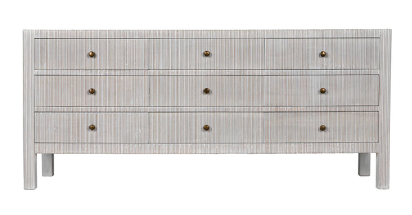 Noir Conrad 9 Drawer Dresser - Handcrafted Mahogany with Timeless Style, Ample Storage for Your Bedroom White Wash GDRE222WH