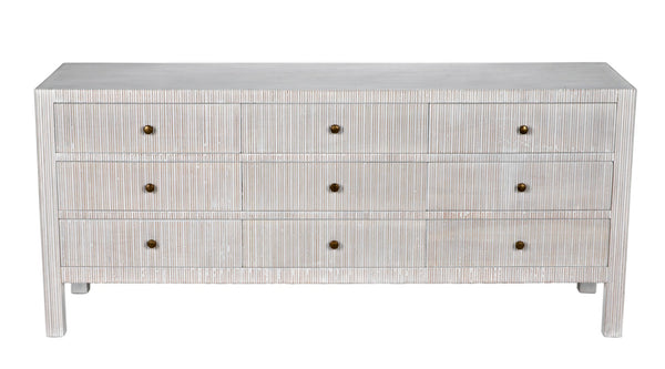 Noir Conrad 9 Drawer Dresser - Handcrafted Mahogany with Timeless Style, Ample Storage for Your Bedroom White Wash GDRE222WH
