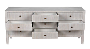 Noir Conrad 9 Drawer Dresser - Handcrafted Mahogany with Timeless Style, Ample Storage for Your Bedroom White Wash GDRE222WH