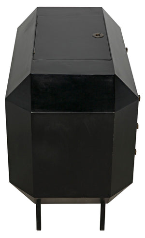 Noir Rhiana Dresser - Vintage-Inspired Black Mahogany Storage with Hidden Mirror & Elegant Design Details GDRE224HB