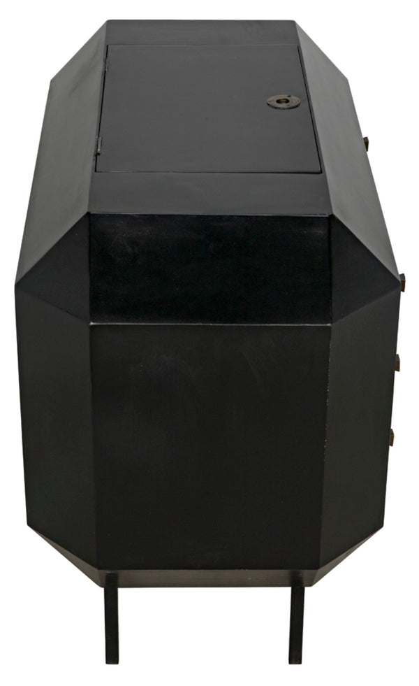 Noir Rhiana Dresser - Vintage-Inspired Black Mahogany Storage with Hidden Mirror & Elegant Design Details GDRE224HB