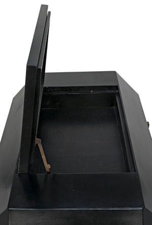Noir Rhiana Dresser - Vintage-Inspired Black Mahogany Storage with Hidden Mirror & Elegant Design Details GDRE224HB