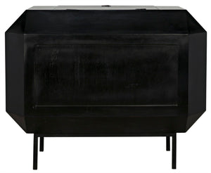 Noir Rhiana Dresser - Vintage-Inspired Black Mahogany Storage with Hidden Mirror & Elegant Design Details GDRE224HB