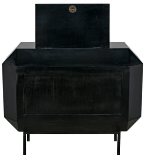 Noir Rhiana Dresser - Vintage-Inspired Black Mahogany Storage with Hidden Mirror & Elegant Design Details GDRE224HB