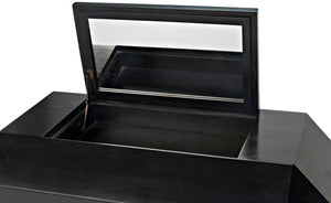 Noir Rhiana Dresser - Vintage-Inspired Black Mahogany Storage with Hidden Mirror & Elegant Design Details GDRE224HB