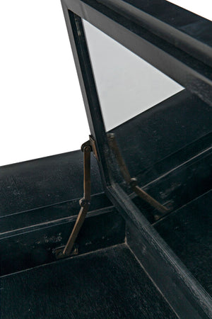 Noir Rhiana Dresser - Vintage-Inspired Black Mahogany Storage with Hidden Mirror & Elegant Design Details GDRE224HB
