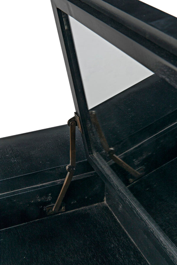 Noir Rhiana Dresser - Vintage-Inspired Black Mahogany Storage with Hidden Mirror & Elegant Design Details GDRE224HB