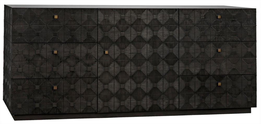 Noir Leon Dresser, Elegant Pale Mahogany Storage Unit with Geometric Carvings for Timeless Charm GDRE226P