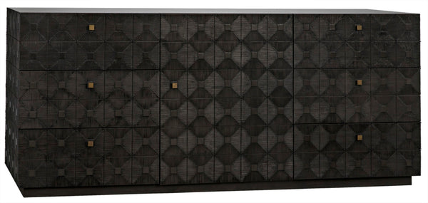 Noir Leon Dresser, Elegant Pale Mahogany Storage Unit with Geometric Carvings for Timeless Charm GDRE226P