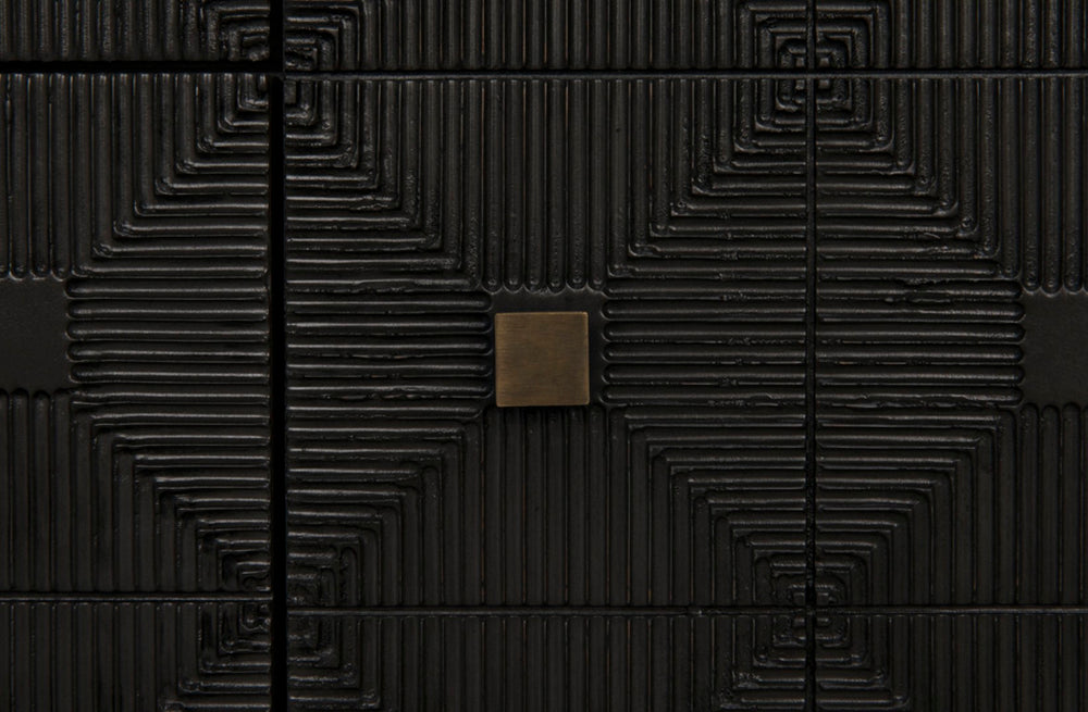 Noir Leon Dresser, Elegant Pale Mahogany Storage Unit with Geometric Carvings for Timeless Charm GDRE226P