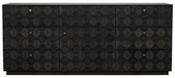 Noir Leon Dresser, Elegant Pale Mahogany Storage Unit with Geometric Carvings for Timeless Charm GDRE226P