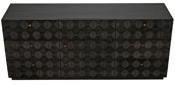 Noir Leon Dresser, Elegant Pale Mahogany Storage Unit with Geometric Carvings for Timeless Charm GDRE226P