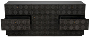 Noir Leon Dresser, Elegant Pale Mahogany Storage Unit with Geometric Carvings for Timeless Charm GDRE226P