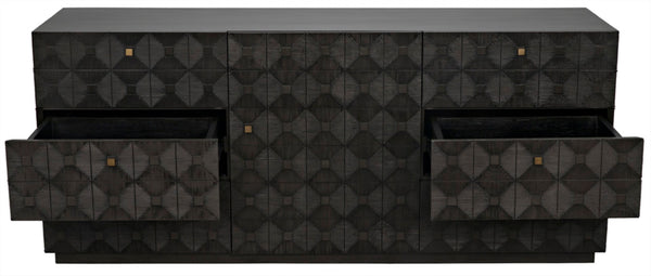 Noir Leon Dresser, Elegant Pale Mahogany Storage Unit with Geometric Carvings for Timeless Charm GDRE226P