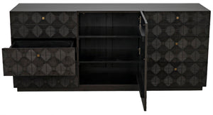 Noir Leon Dresser, Elegant Pale Mahogany Storage Unit with Geometric Carvings for Timeless Charm GDRE226P