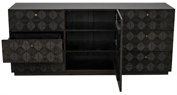 Noir Leon Dresser, Elegant Pale Mahogany Storage Unit with Geometric Carvings for Timeless Charm GDRE226P