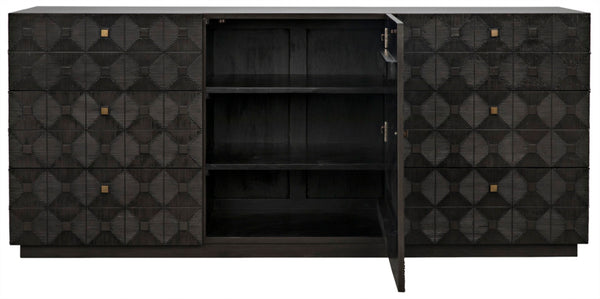 Noir Leon Dresser, Elegant Pale Mahogany Storage Unit with Geometric Carvings for Timeless Charm GDRE226P