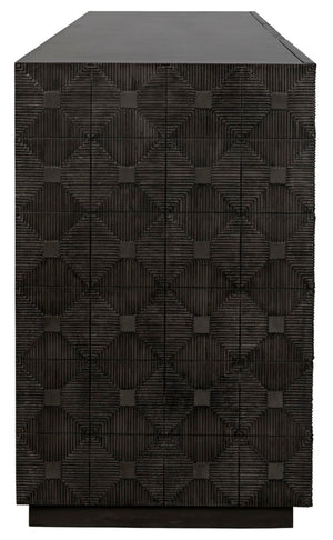 Noir Leon Dresser, Elegant Pale Mahogany Storage Unit with Geometric Carvings for Timeless Charm GDRE226P