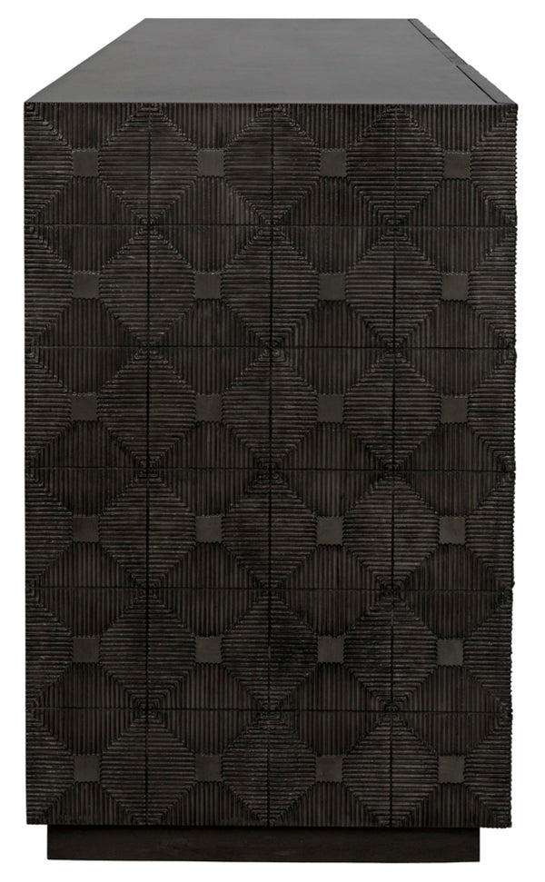 Noir Leon Dresser, Elegant Pale Mahogany Storage Unit with Geometric Carvings for Timeless Charm GDRE226P