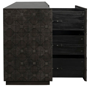 Noir Leon Dresser, Elegant Pale Mahogany Storage Unit with Geometric Carvings for Timeless Charm GDRE226P