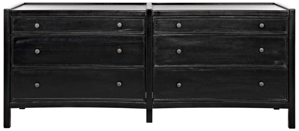 Noir Hampton 6 Drawer Dresser - Timeless Hand-Carved Mahogany Elegance for Stylish Bedroom Storage Hand Rubbed Black GDRE241HB-2