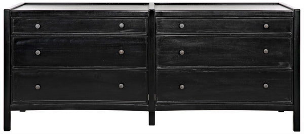 Noir Hampton 6 Drawer Dresser - Timeless Hand-Carved Mahogany Elegance for Stylish Bedroom Storage Hand Rubbed Black GDRE241HB-2