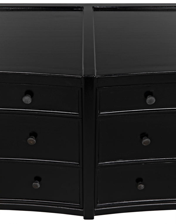 Noir Hampton 6 Drawer Dresser - Timeless Hand-Carved Mahogany Elegance for Stylish Bedroom Storage Hand Rubbed Black GDRE241HB-2