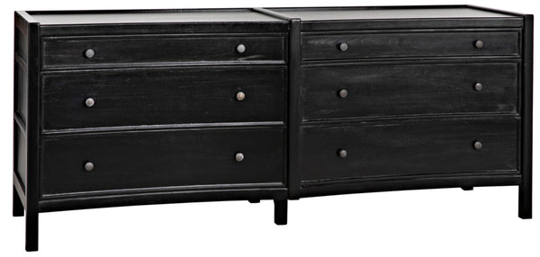 Noir Hampton 6 Drawer Dresser - Timeless Hand-Carved Mahogany Elegance for Stylish Bedroom Storage Hand Rubbed Black GDRE241HB-2