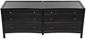Noir Hampton 6 Drawer Dresser - Timeless Hand-Carved Mahogany Elegance for Stylish Bedroom Storage Hand Rubbed Black GDRE241HB-2