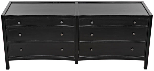 Noir Hampton 6 Drawer Dresser - Timeless Hand-Carved Mahogany Elegance for Stylish Bedroom Storage Hand Rubbed Black GDRE241HB-2