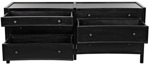 Noir Hampton 6 Drawer Dresser - Timeless Hand-Carved Mahogany Elegance for Stylish Bedroom Storage Hand Rubbed Black GDRE241HB-2