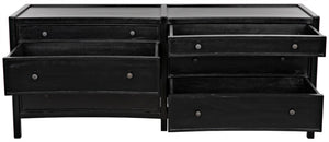 Noir Hampton 6 Drawer Dresser - Timeless Hand-Carved Mahogany Elegance for Stylish Bedroom Storage Hand Rubbed Black GDRE241HB-2