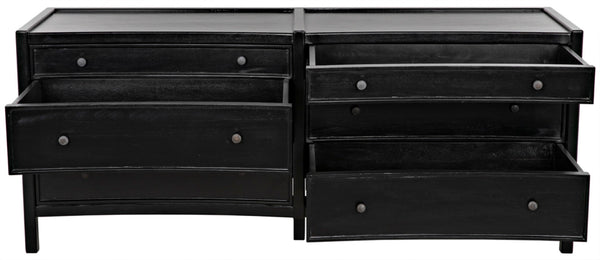Noir Hampton 6 Drawer Dresser - Timeless Hand-Carved Mahogany Elegance for Stylish Bedroom Storage Hand Rubbed Black GDRE241HB-2