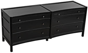 Noir Hampton 6 Drawer Dresser - Timeless Hand-Carved Mahogany Elegance for Stylish Bedroom Storage Hand Rubbed Black GDRE241HB-2