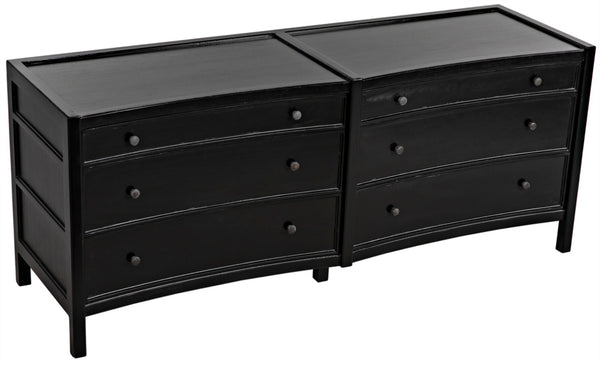 Noir Hampton 6 Drawer Dresser - Timeless Hand-Carved Mahogany Elegance for Stylish Bedroom Storage Hand Rubbed Black GDRE241HB-2