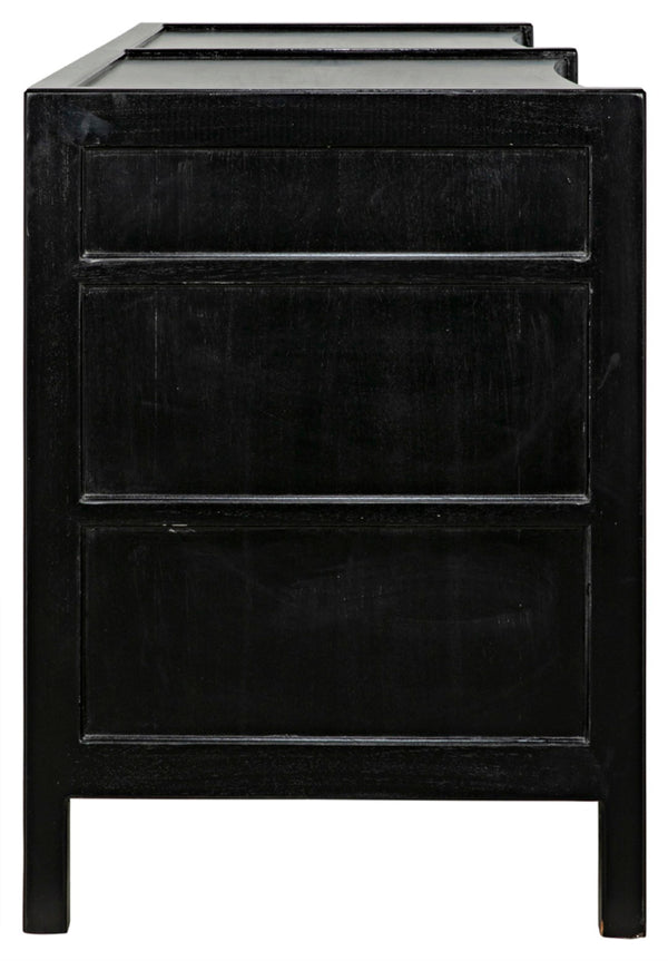 Noir Hampton 6 Drawer Dresser - Timeless Hand-Carved Mahogany Elegance for Stylish Bedroom Storage Hand Rubbed Black GDRE241HB-2