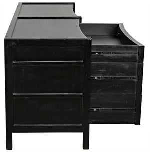 Noir Hampton 6 Drawer Dresser - Timeless Hand-Carved Mahogany Elegance for Stylish Bedroom Storage Hand Rubbed Black GDRE241HB-2