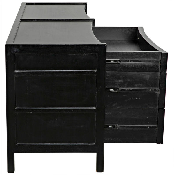 Noir Hampton 6 Drawer Dresser - Timeless Hand-Carved Mahogany Elegance for Stylish Bedroom Storage Hand Rubbed Black GDRE241HB-2