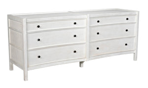 Noir Hampton 6 Drawer Dresser - Timeless Hand-Carved Mahogany Elegance for Stylish Bedroom Storage White Wash GDRE241WH-2