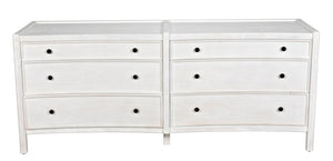 Noir Hampton 6 Drawer Dresser - Timeless Hand-Carved Mahogany Elegance for Stylish Bedroom Storage White Wash GDRE241WH-2