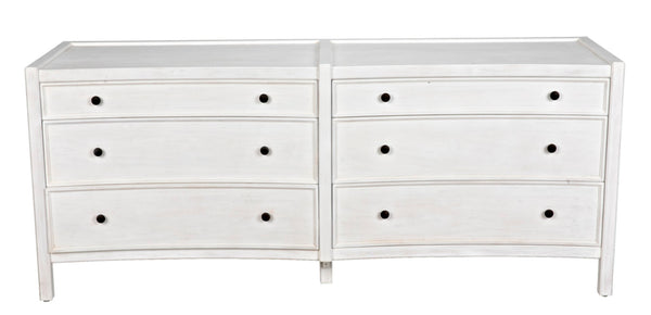 Noir Hampton 6 Drawer Dresser - Timeless Hand-Carved Mahogany Elegance for Stylish Bedroom Storage White Wash GDRE241WH-2