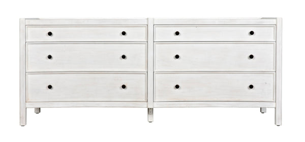Noir Hampton 6 Drawer Dresser - Timeless Hand-Carved Mahogany Elegance for Stylish Bedroom Storage White Wash GDRE241WH-2
